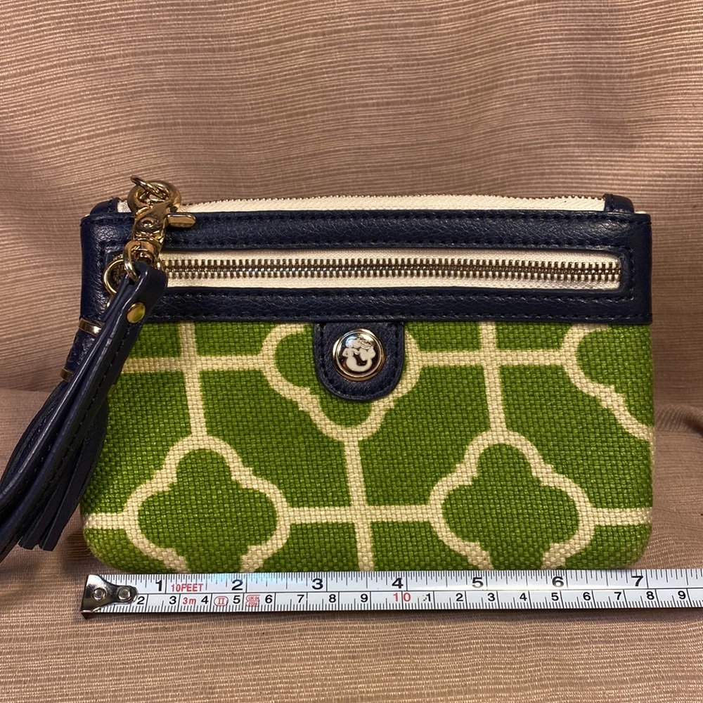 Spartina almost NEW leather/linen wristlet w/removable leash - Picture 7 of 16